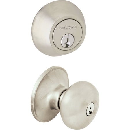 Schlage Dexter Satin Nickel Deadbolt and Door Knob Combo JC60VSTR619